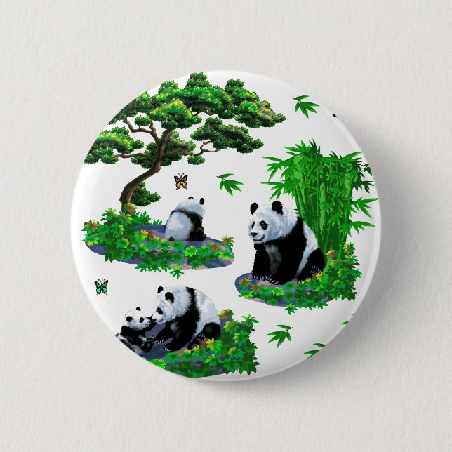 söt panda-Tecknad Knapp (Framsida)