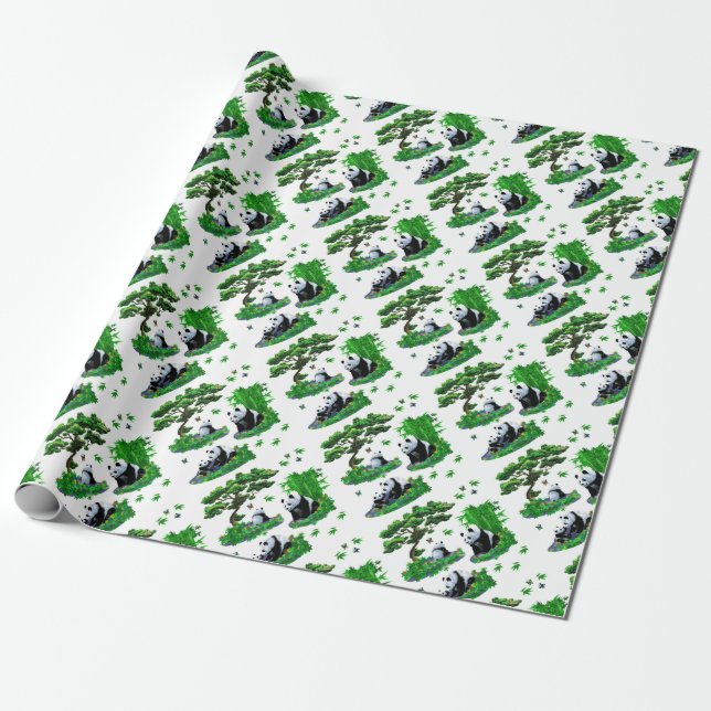 söt panda-Tecknad Presentpapper (Utrullad)