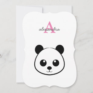 Söt pandabjörn anpassad monogram anteckningskort