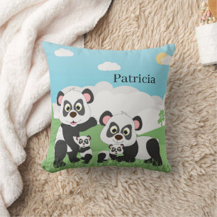 Söt pandabjörn lägg till namn-dekan kudde