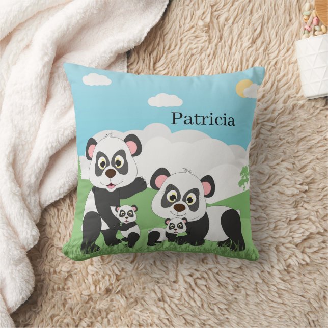 Söt pandabjörn lägg till namn-dekan kudde (Filt)