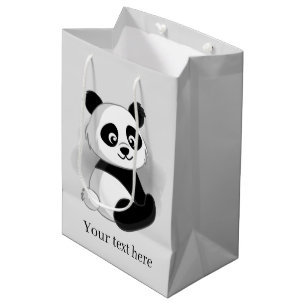 söt pandabjörn lägga till text Medium Gift Bag