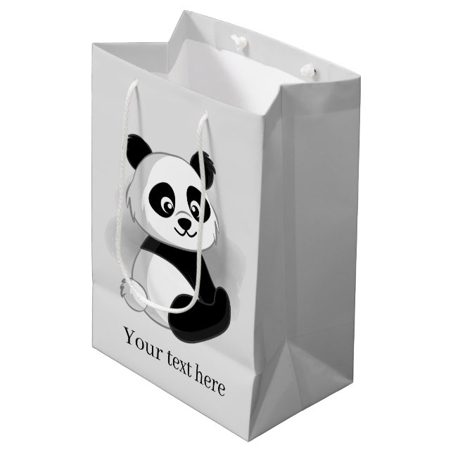 söt pandabjörn lägga till text Medium Gift Bag (Framsidan Vinklad)
