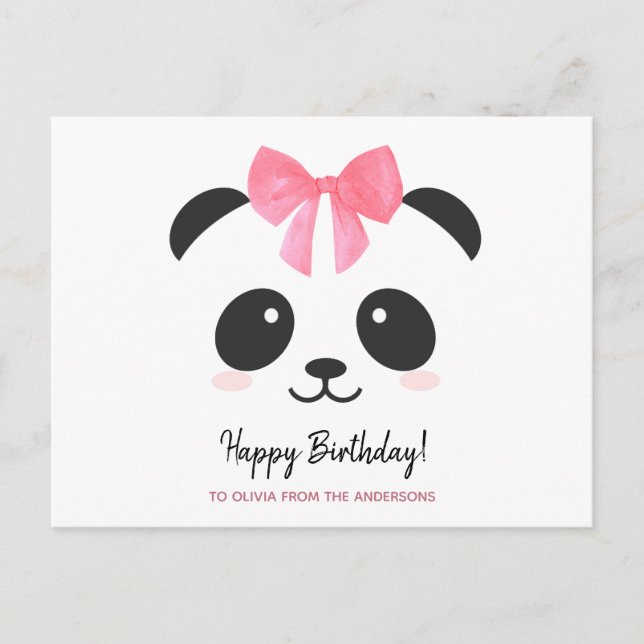 Söt pandaflicka Grattis på födelsedagen personlig Vykort (Framsida)