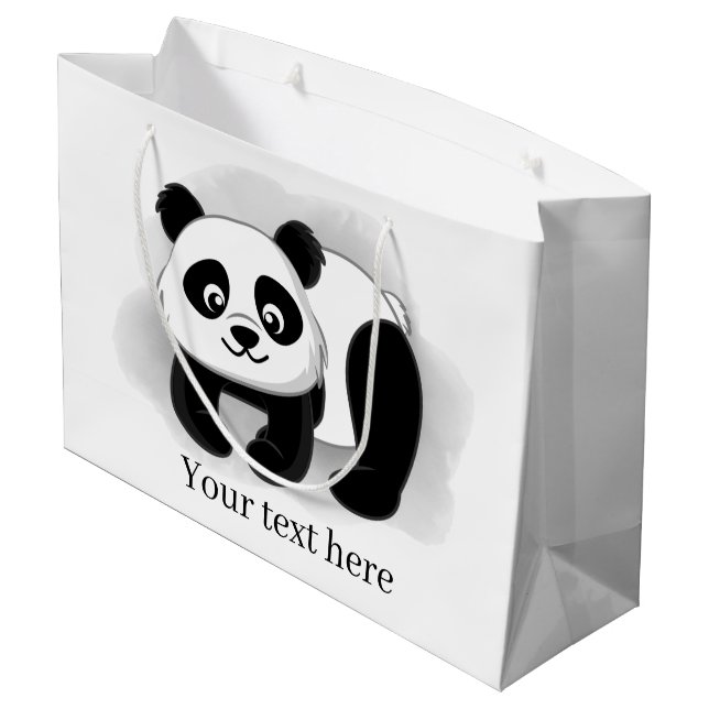 Söt pandbjörn lägg till text Large Gift Bag (Baksidan Vinklad)