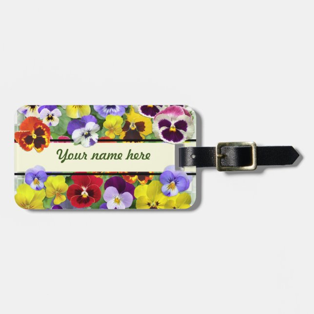 Söt Pansies Luggage Tag Bagagebricka (Horisontell Framsida)