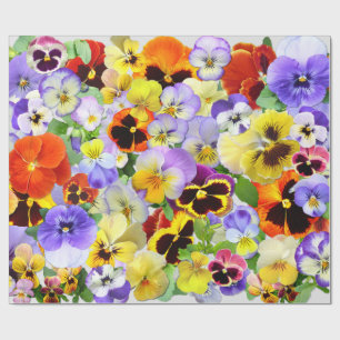 Söt Pansy Collage Wrapping Papper Presentpapper