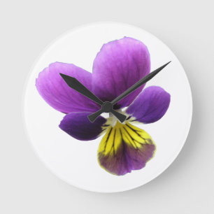 Söt Pansy Wall Clock Rund Klocka