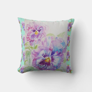 Söt Pansy Watercolor Pawea Cushion Kudde