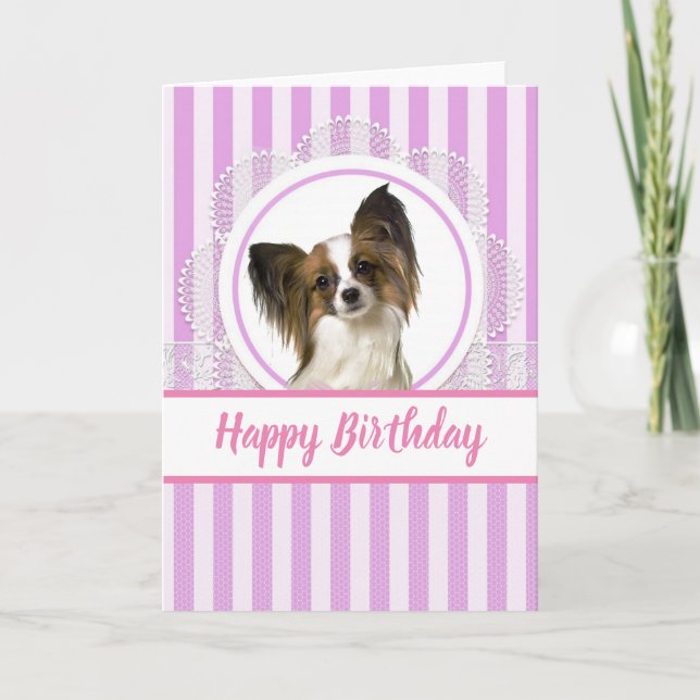Söt Papillon Hund Födelsedagskort / Tomt Inuti Kort (Framsida)