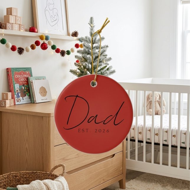 Söt pappa EST år jul souvenir skript design Julgransprydnad Keramik (Skapare uppladdad)