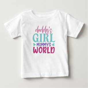 Söt pappa flicka mamma World ord art T Shirt