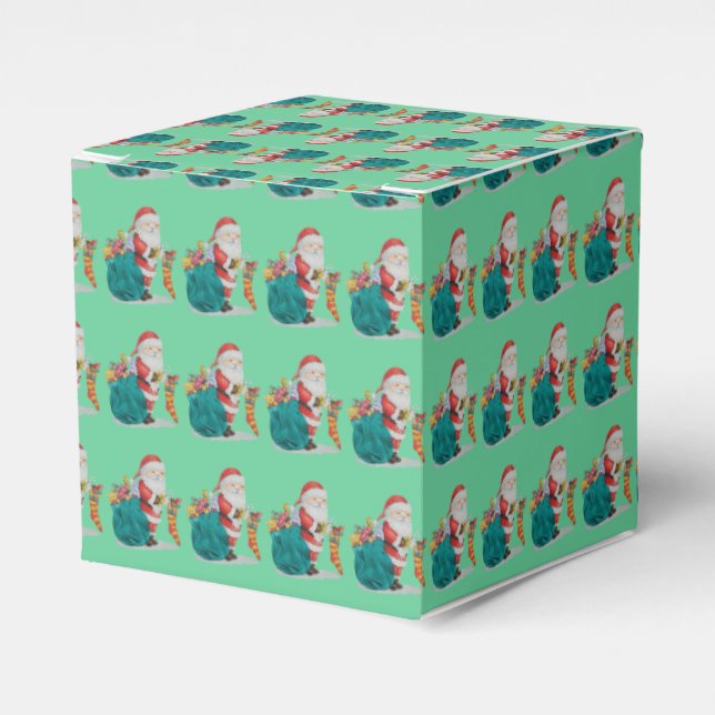 Söt pappa jul med gåvor och leksak i säck presentaskar (Framsidan Sidan)