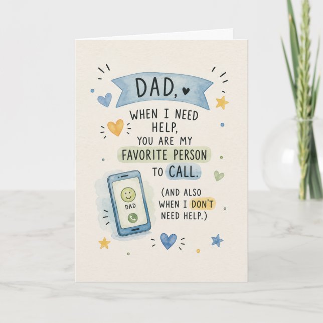 Söt pappa, min favoritperson att ringa  kort (Framsida)