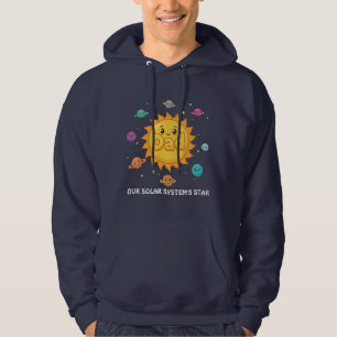 Söt Pappa Sol System Stjärna Rymd Tecknad Film Hoodie