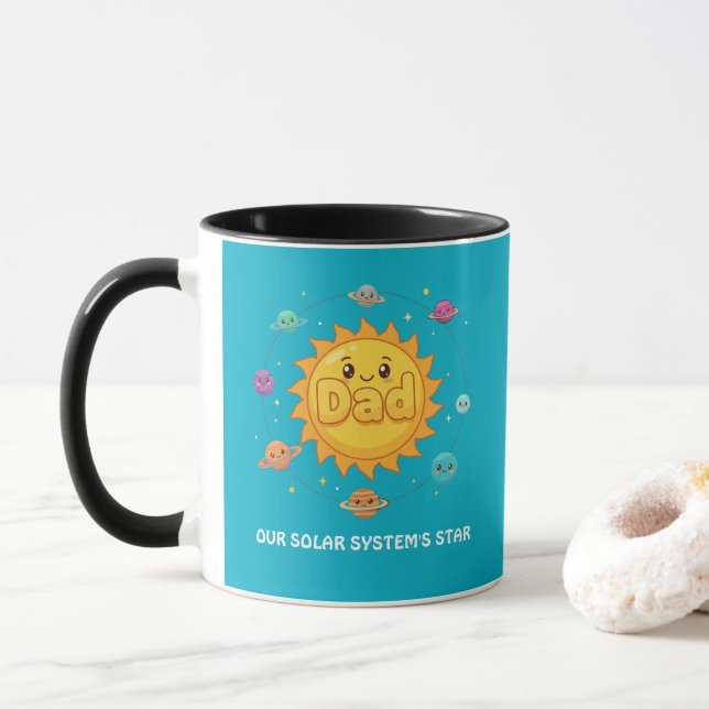 Söt Pappa Sol System Stjärna Rymd Tecknad Film Mugg (Med munk)