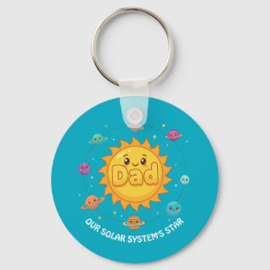 Söt Pappa Sol System Stjärna Rymd Tecknad Film Nyckelring