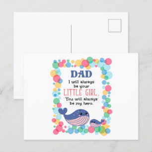 Söt pappahval I Will Always Be Your Little Girl Vykort