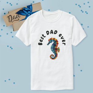 Söt Pappas Bästa Någonsin Färgglad Sjöhäst Marin T Shirt