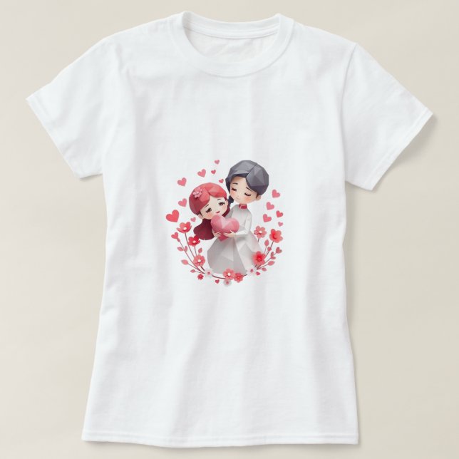 Söt par glad valentins dagspresent t shirt (Design framsida)