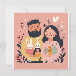 Söt Par Illustration Påsk Högtidskort Julkort