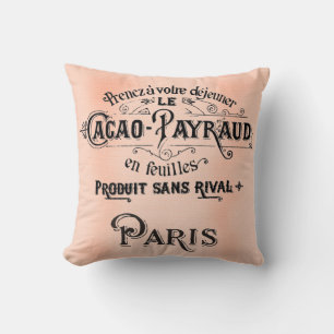 Söt Paris Fransk Antique Art Pillow Cacao Kudde