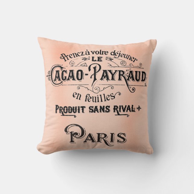 Söt Paris Fransk Antique Art Pillow Cacao Kudde (Framsida)