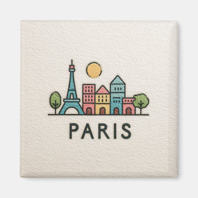 Söt Paris-illustration Magnet (Framsidan)
