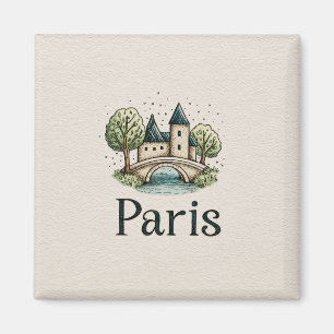 Söt Paris-illustration Magnet