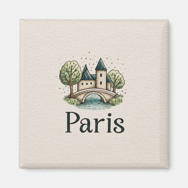 Söt Paris-illustration Magnet (Framsidan)
