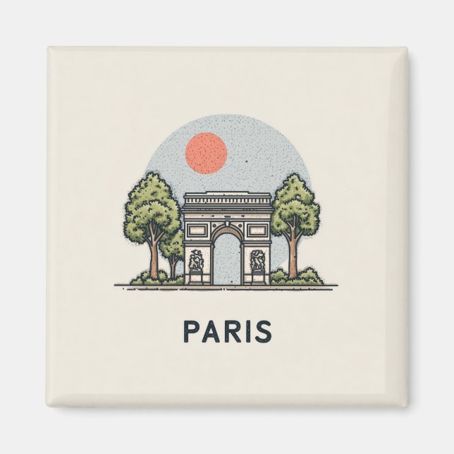 Söt Paris-illustration Magnet (Framsidan)