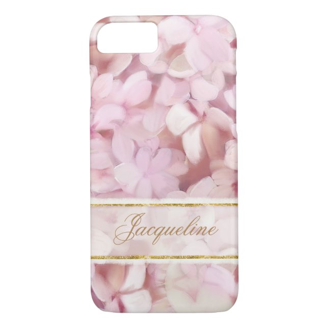 Söt Parisisk Stil  Rosa Hydrangea Glitter Case-Mate iPhone Skal (Baksida)