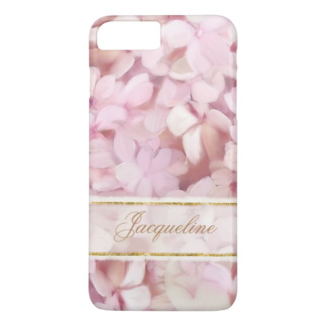 Söt Parisisk Stil  Rosa Hydrangea Glitter Case-Mate iPhone Skal (Baksida)