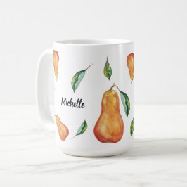 Söt päronmönster akvarell konst handmålad kaffemugg