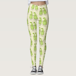Söt päronpar kartong illustration leggings