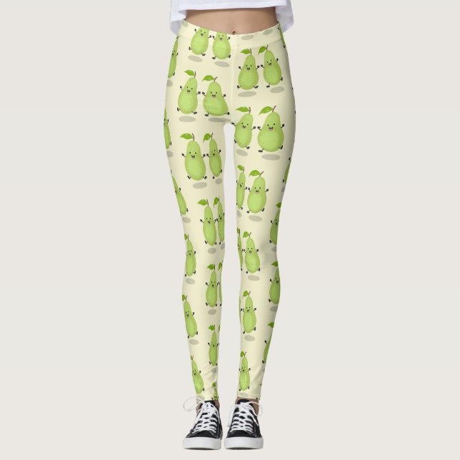 Söt päronpar kartong illustration leggings (Framsida)