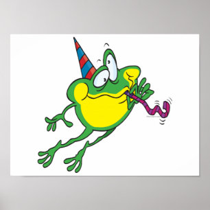 Söt party groda tecknad poster