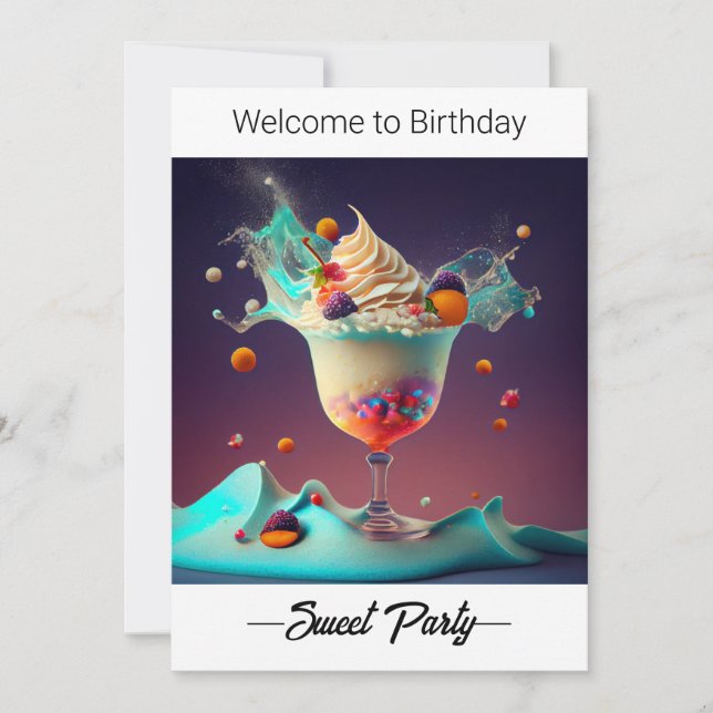 Söt Party. Ursprunglig inbjudan. Spara Datumet (Framsida)