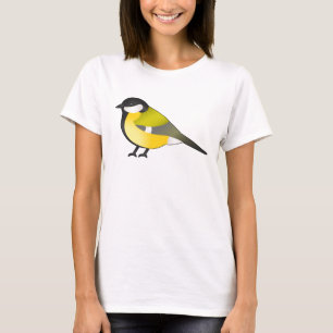 Söt Parus Major Fågel Tecknad Illustration T Shirt