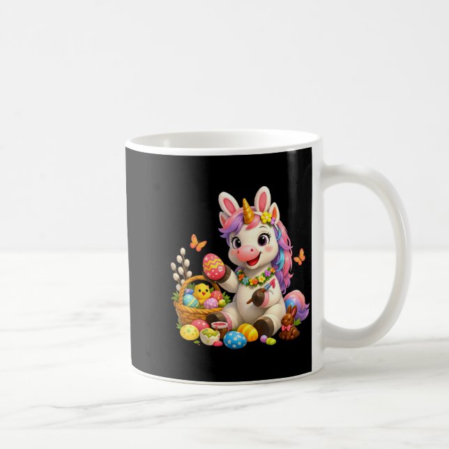 Söt påsk enhörning kanin ägg magisk regnbåge kaffemugg (Höger)
