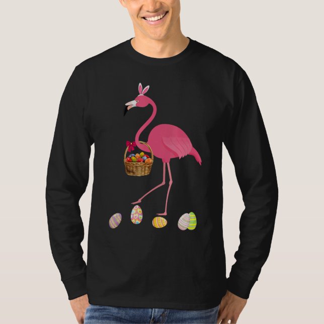 Söt Påsk Flamingo med Bunny Öron och Påsk T Shirt (Framsida)