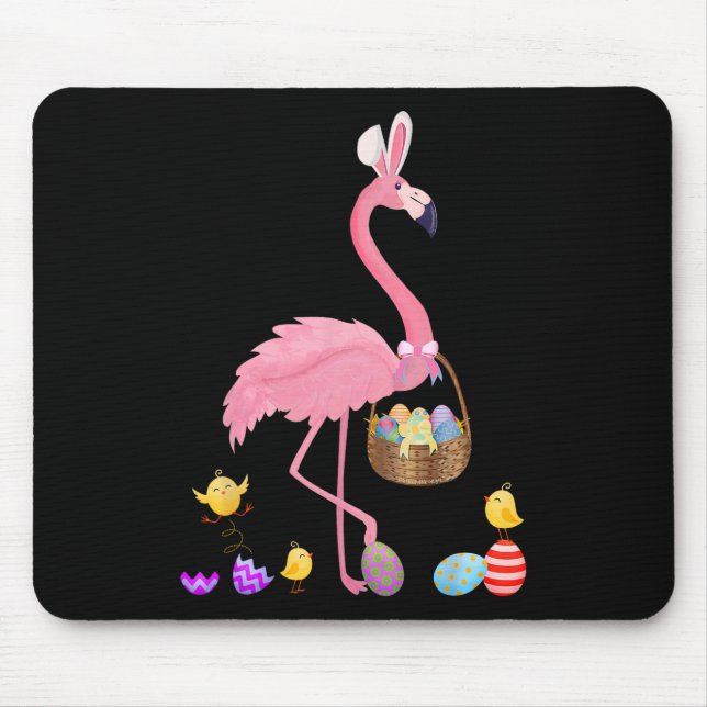 Söt Påsk Flamingo med Påsk Basket Påsk Musmatta (Framsidan)