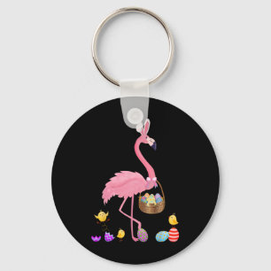 Söt Påsk Flamingo med Påsk Basket Påsk Nyckelring
