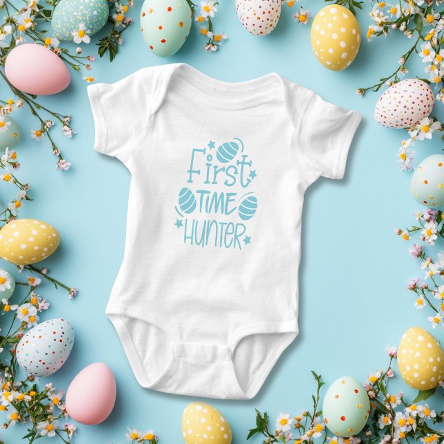 Söt påsk förstagångsäggjägare  t shirt (Cute Easter First Time Egg Hunter Baby Bodysuit)