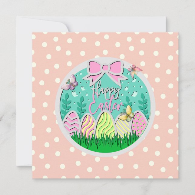 Söt påskäggsjakt och färgglada fjärilar (Framsida)