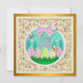 Söt påskäggsjakt och färgglada fjärilar inbjudningar