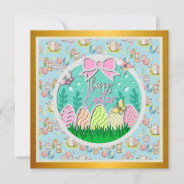 Söt påskäggsjakt och färgglada fjärilar inbjudningar