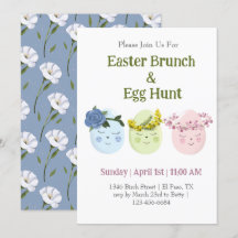 Söt påskbrunch äggsökning inbjudan
