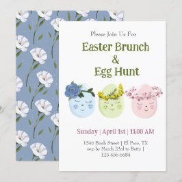 Söt påskbrunch äggsökning inbjudan