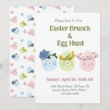 Söt påskbrunch äggsökning inbjudan